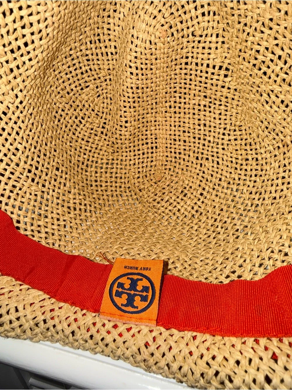 Tory Burch Beach Hat with red/ orange band